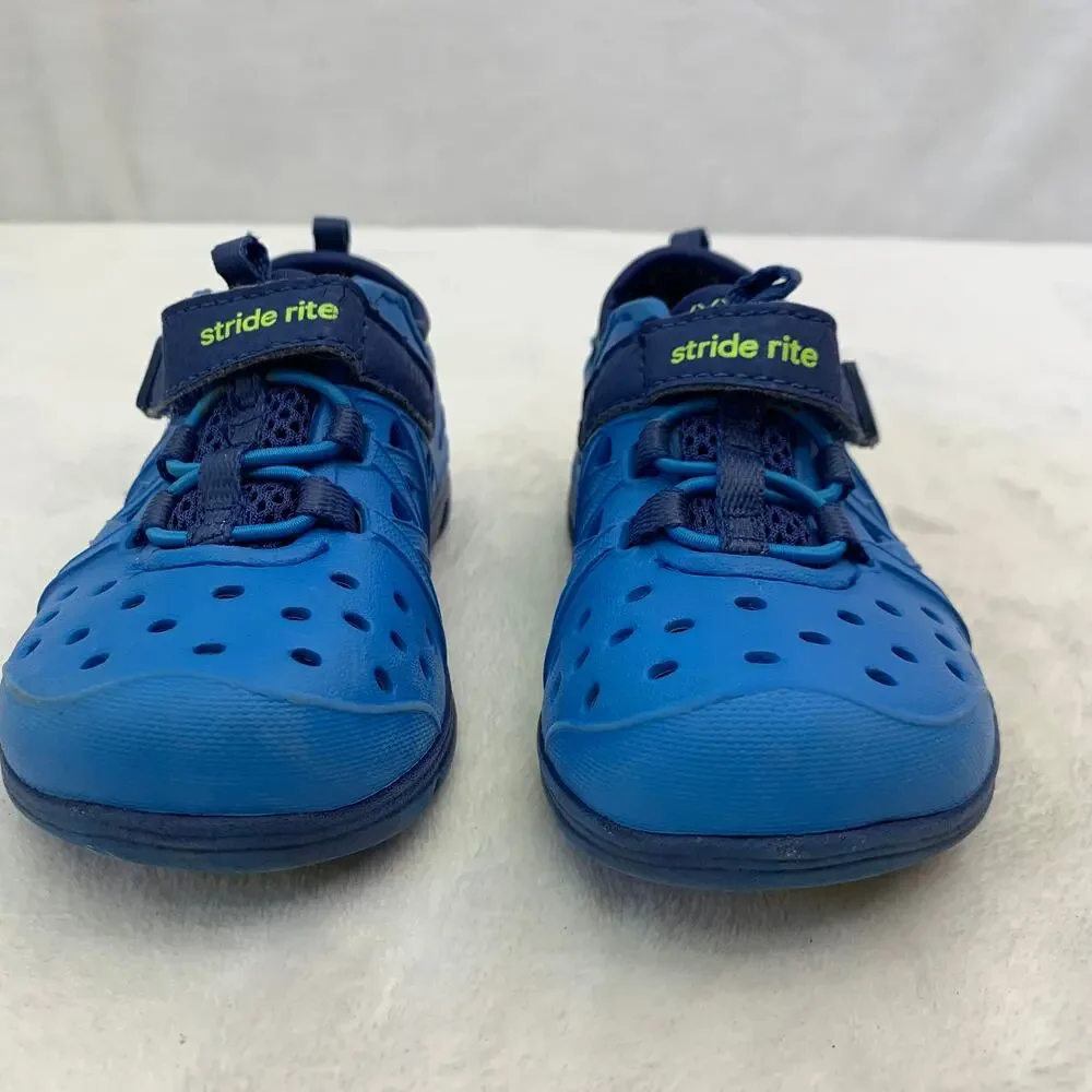 Stride Rite M2P Phibian Boys Sz 5 Water Shoes Blue Navy Slip On Straps Beach